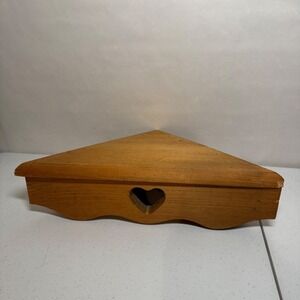 Coquette Rustic Primitive Wooden Corner Shelf Heart Cutout Vintage 80's Handmade
